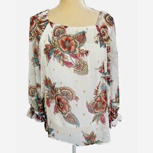 JM Collection Tunic Top NWT Petite Large PL Floral Metallic